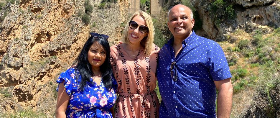 Laura Hamilton with Neelesh and Angie in Spain